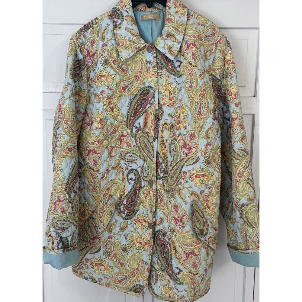 Kate Hill Multicolor Paisley Print Lightweight Quilted Jacket Size 2X